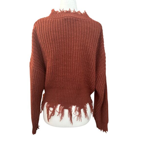 Coco + Jaimeson Burgundy Distressed Sweater - Picture 2 of 5